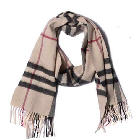 burberry wool check scarf ivory